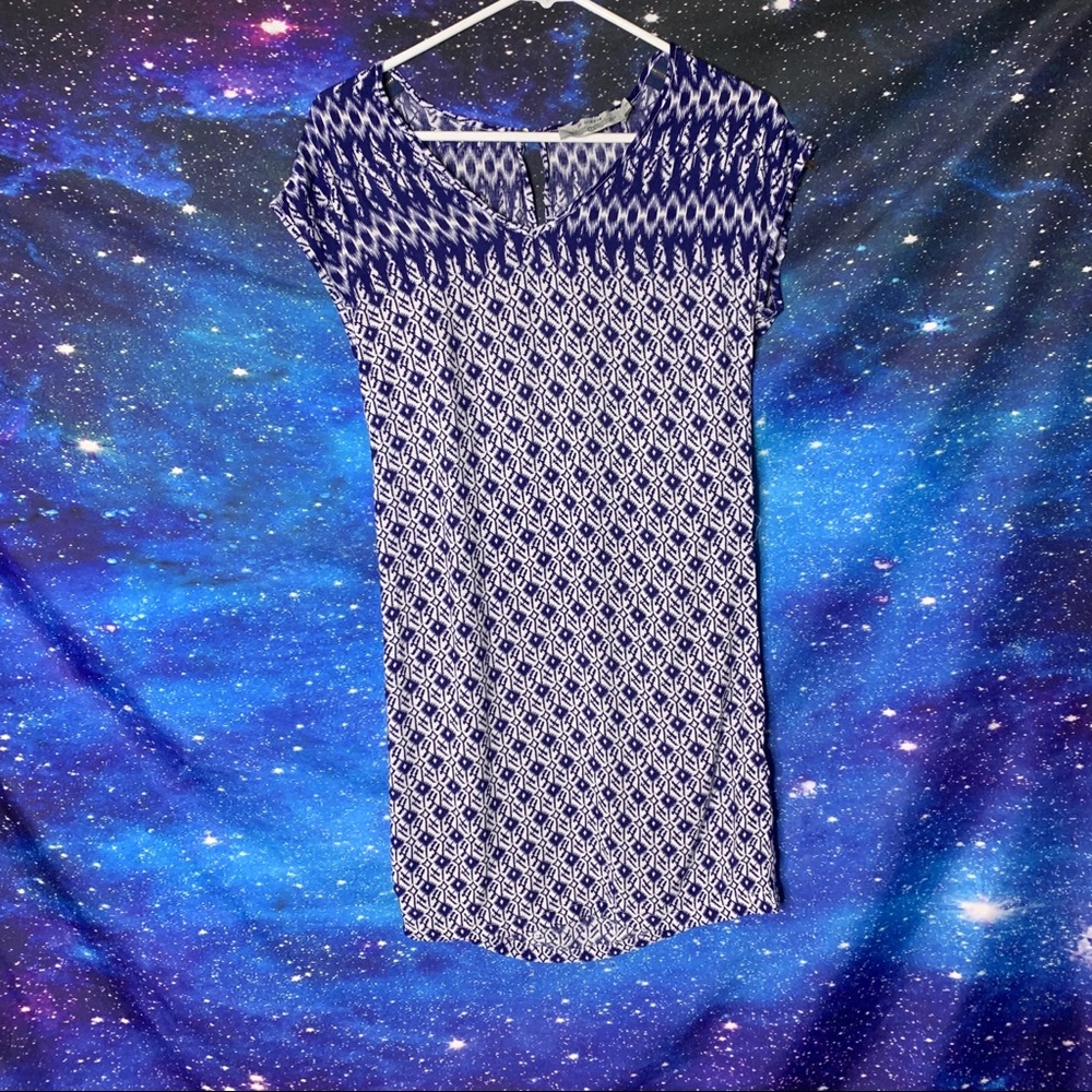 It Hippie- Blue & White V-Neck Dress size Small